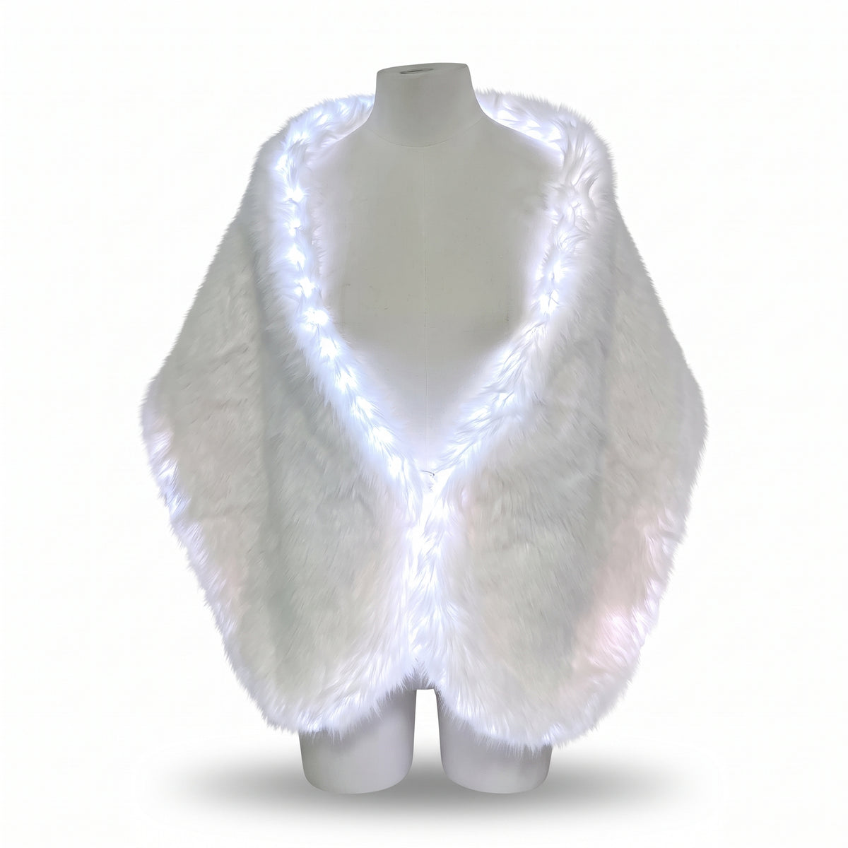 Cachecol™ LED rgb Fluffy White Faux Fur Shawl Scarf