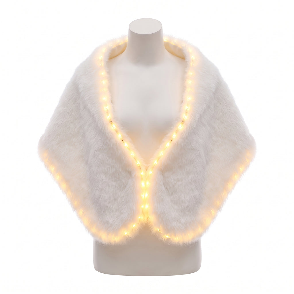 Cachecol™ LED rgb Fluffy White Faux Fur Shawl Scarf