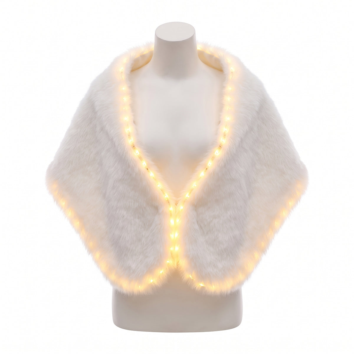 Cachecol™ LED rgb Fluffy White Faux Fur Shawl Scarf