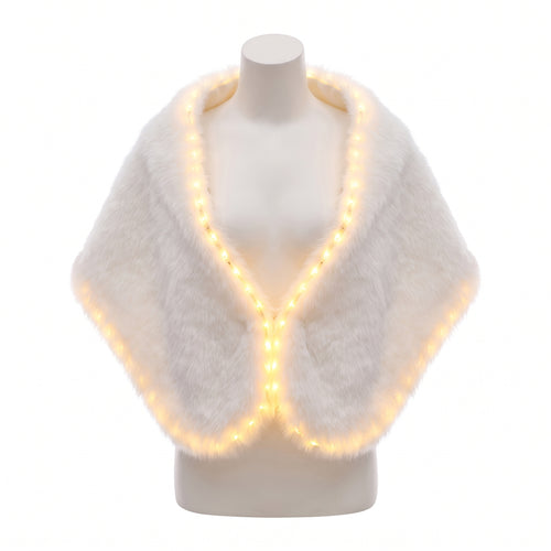 Cachecol™ LED rgb Fluffy White Faux Fur Shawl Scarf