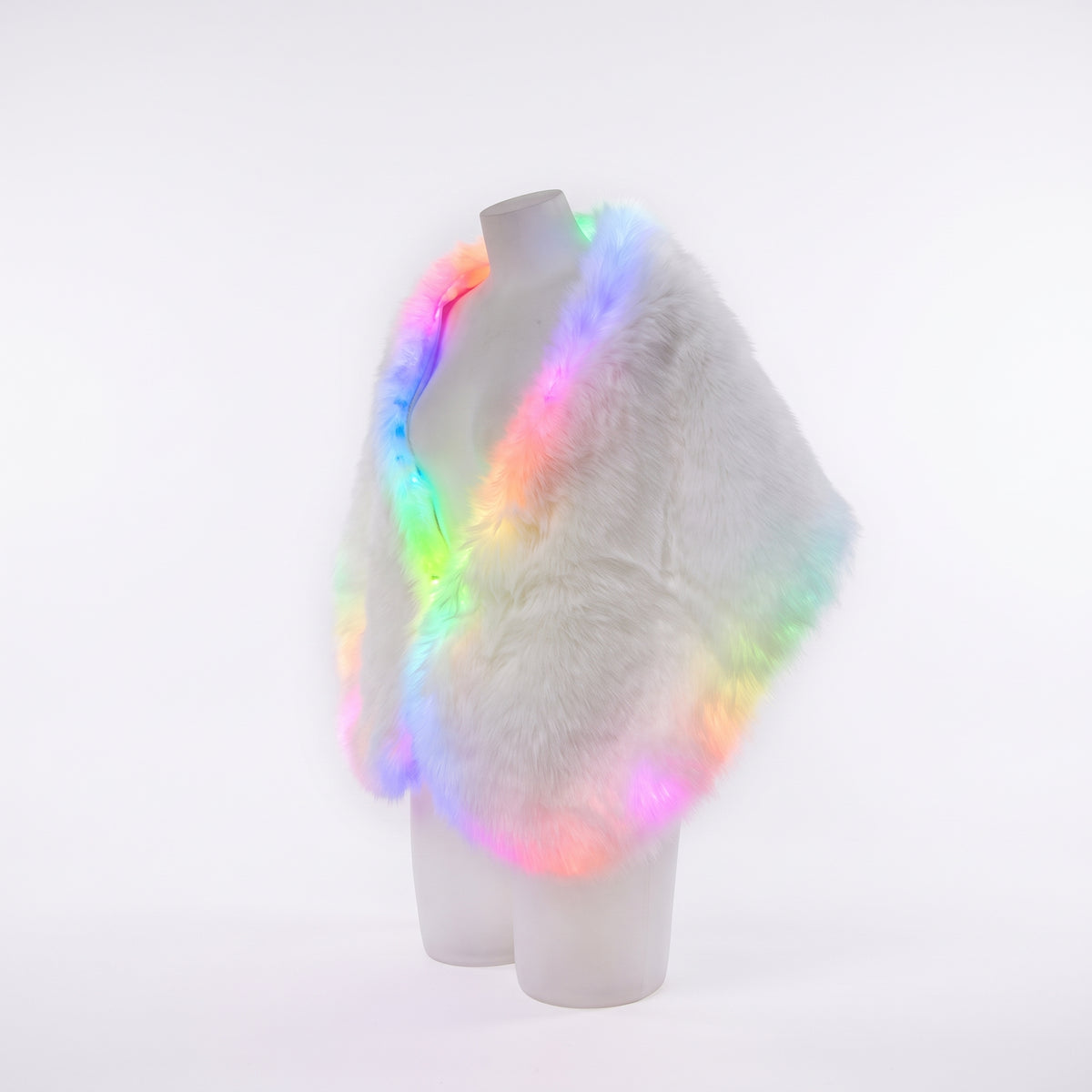 Cachecol™ LED rgb Fluffy White Faux Fur Shawl Scarf
